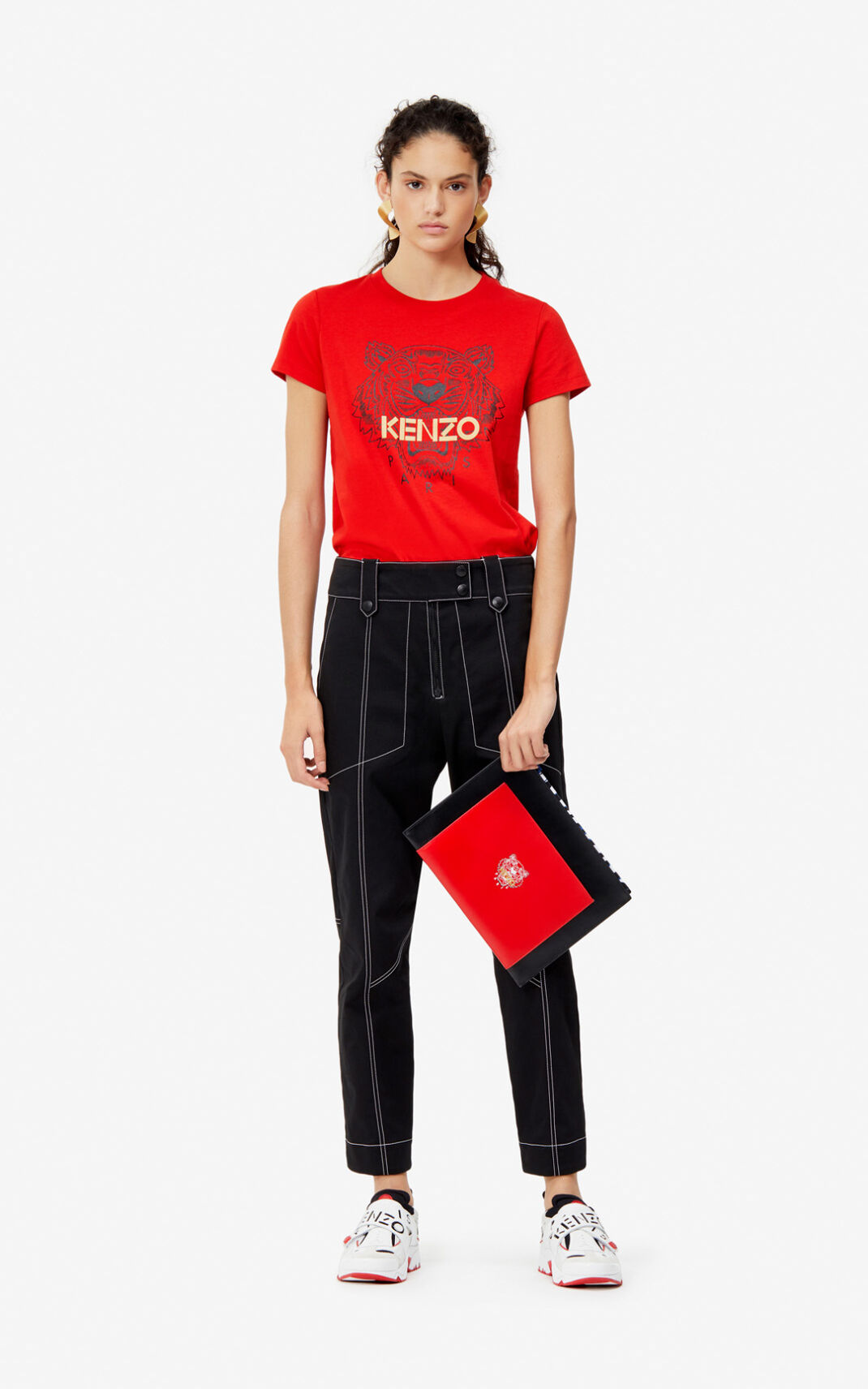 Kenzo Tiger Camisetas Mujer Rojas | 3647915-ZG